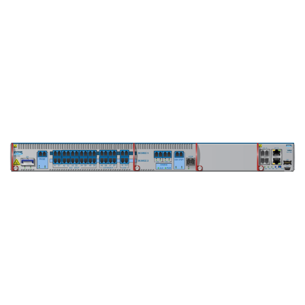 The DZS RDM-4400, an expandable, full 2-degree, FlexGrid, Reconfigurable Optical Add-Drop Multiplexer (ROADM) for use in Saber-4400 shelf.